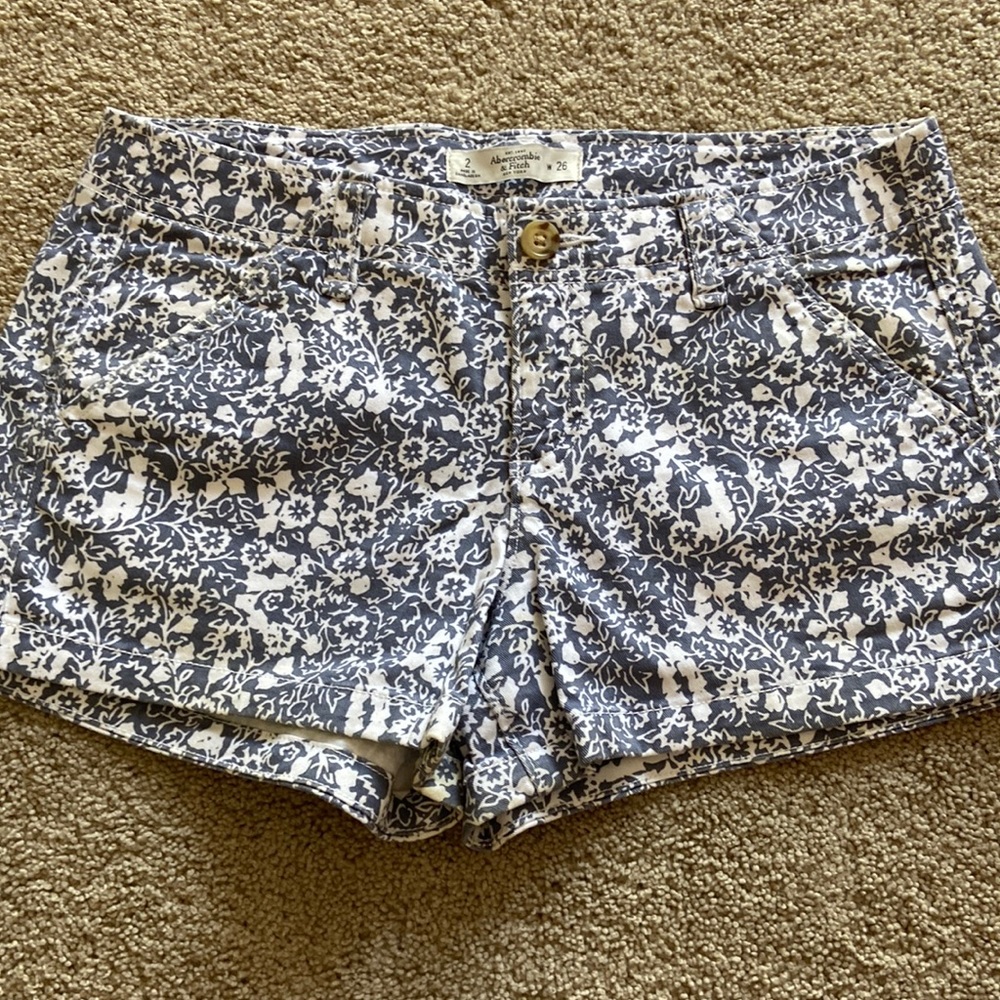 Blue and white patterned shorts